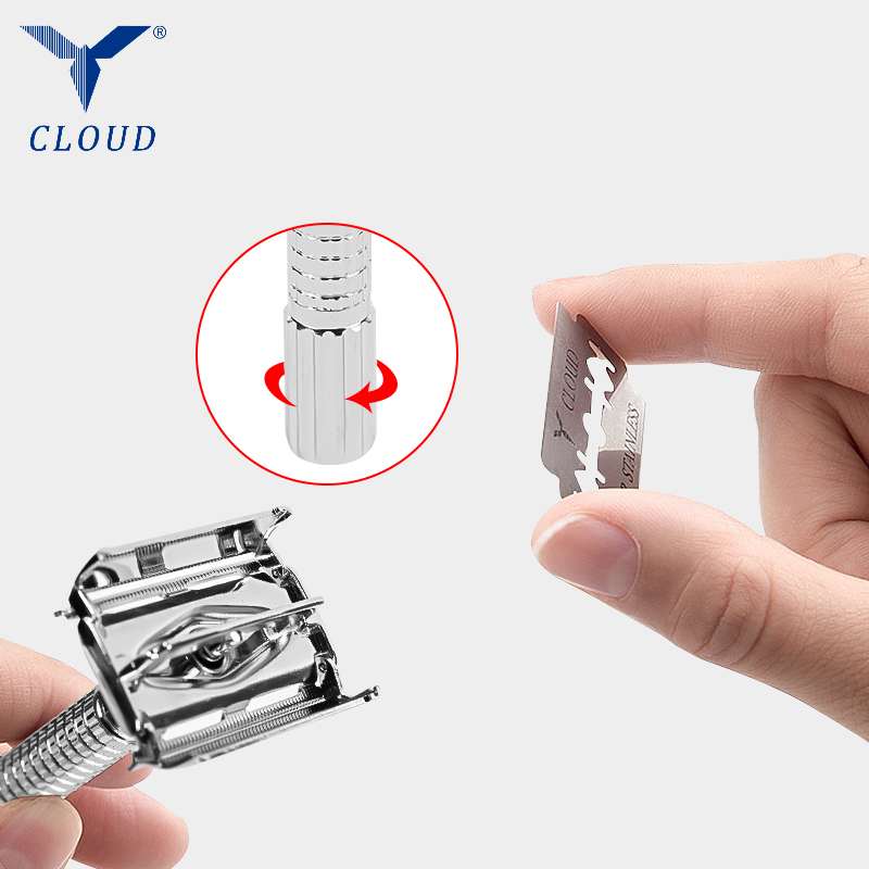 74 Keluli Tahan Karat Pisau Dua Pisau Terbuka T-Shaped Pisau Cukur Manual